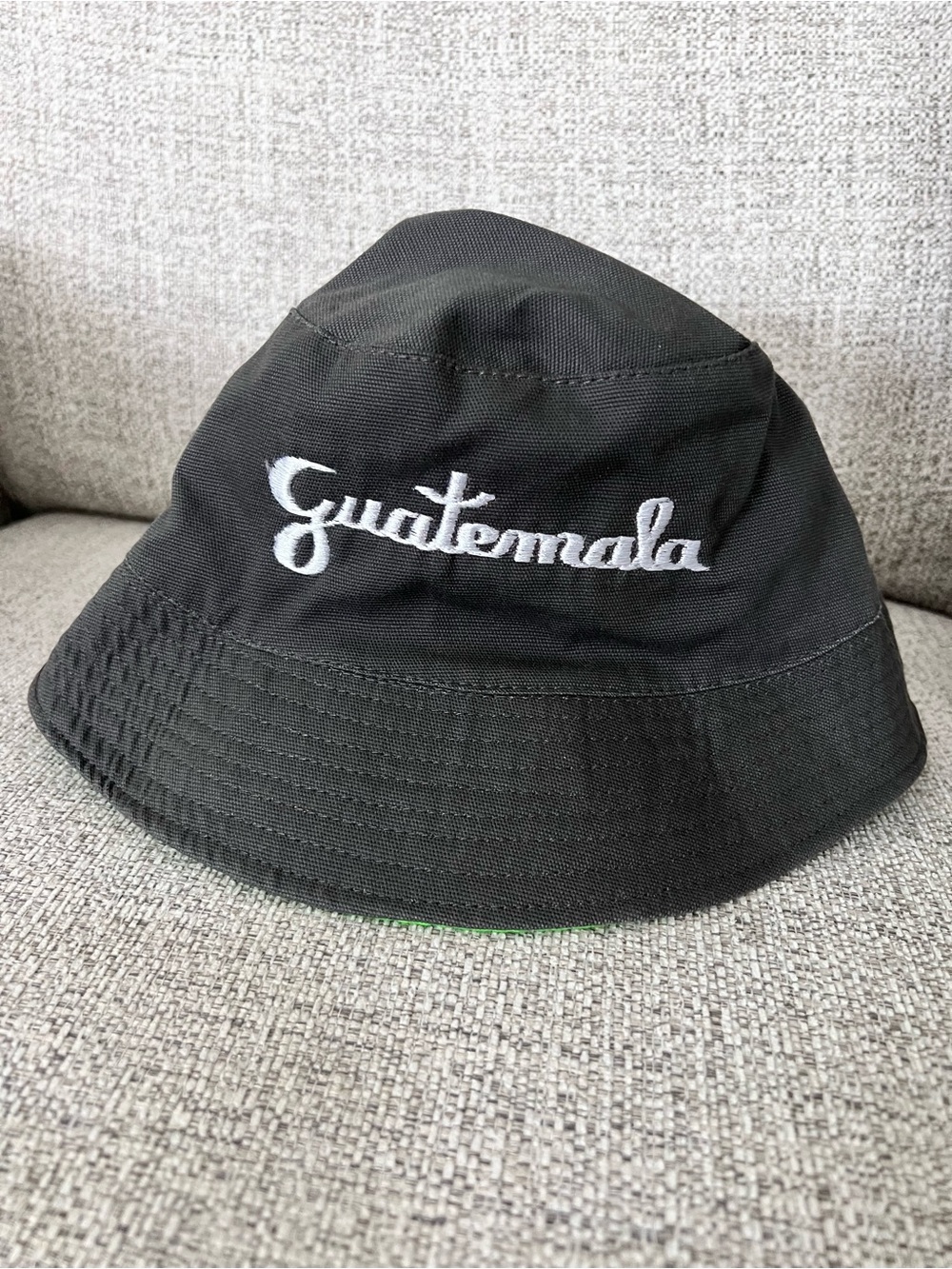 Embroidered Guatemala Double/Sides Black/Green Bucket Hat